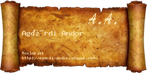 Agárdi Andor névjegykártya