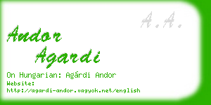 andor agardi business card