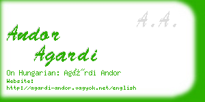 andor agardi business card